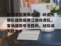 MKSPORTS-网球季后赛焦点战：岭南天狼队强势反弹江南白虎队，客场强势带走胜利。经验成为胜负手的简单介绍